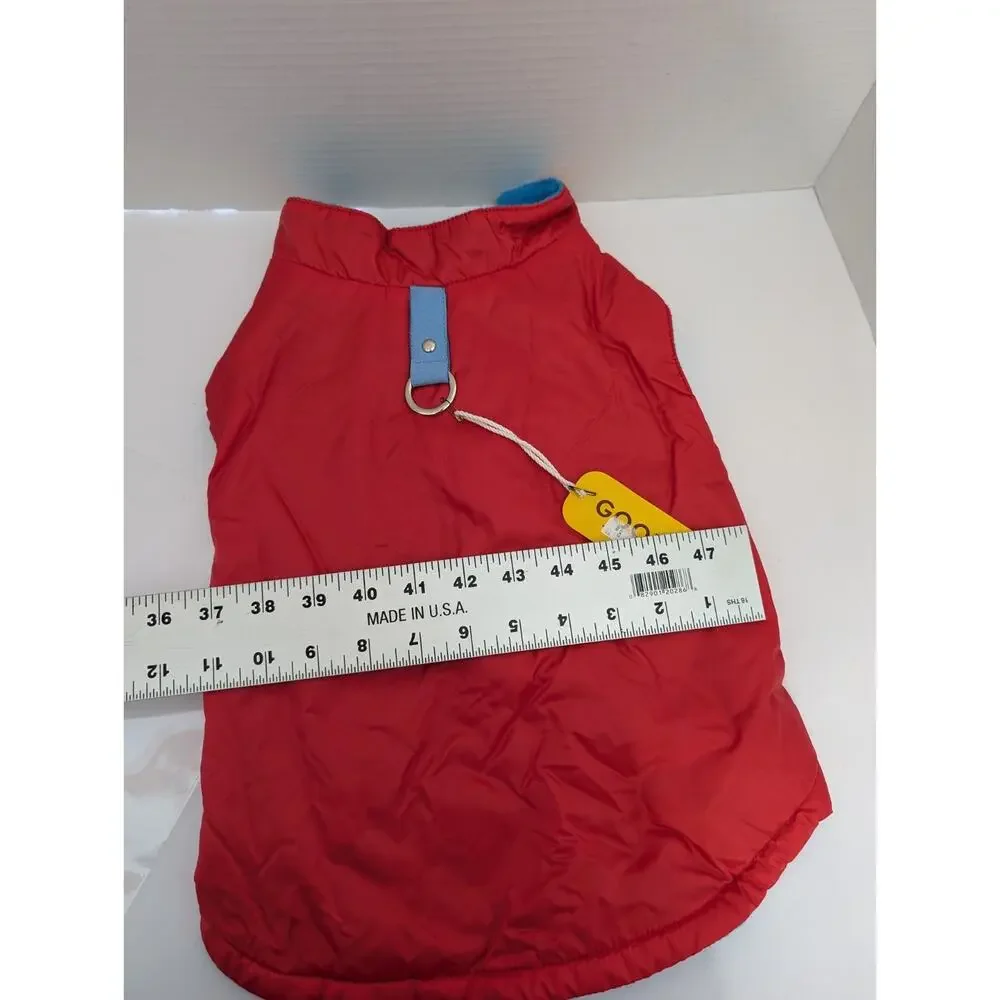 Gooby XL Sport Vest Dog Coat Red Blue Fleece Lined Jacket Built In D Ring Winter